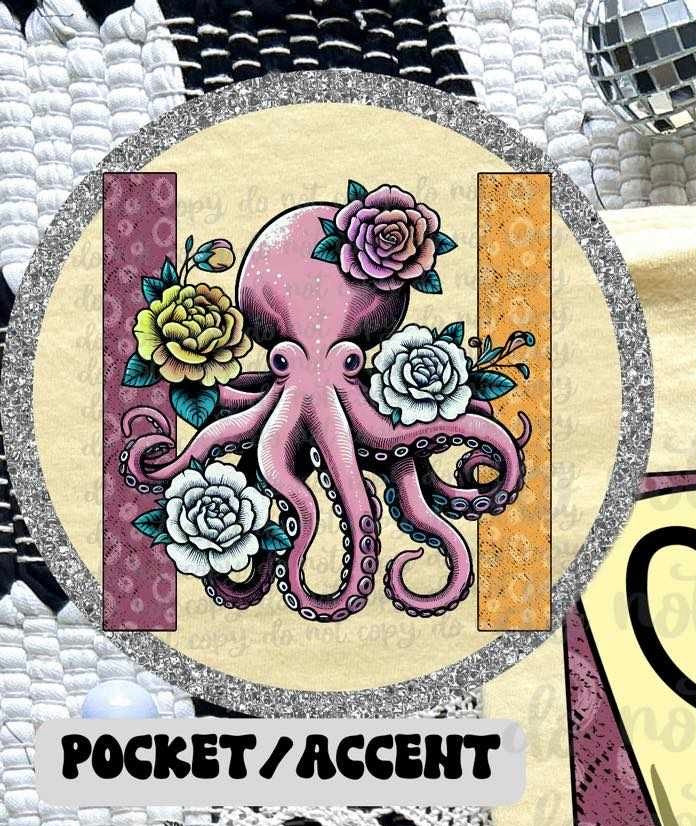 octopus with flowers 32316 DTF transfer