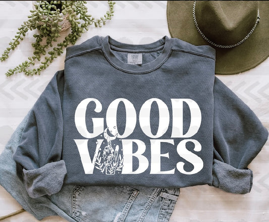 Good vibes moon WHITE screen print transfer