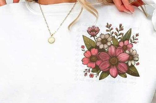 Pink flowers 21033 DTF transfer