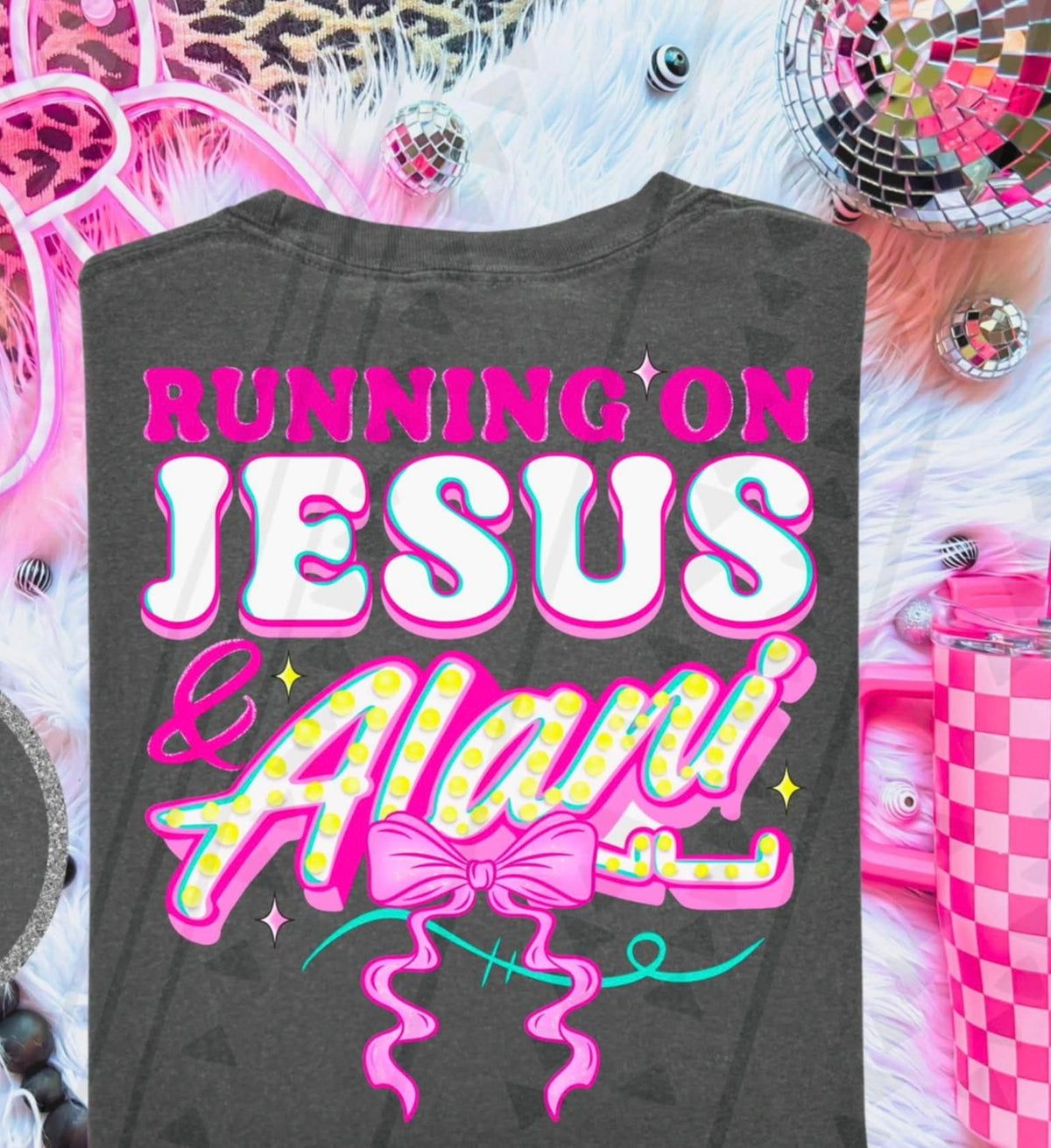 Running On Jesus and Energy Drinks TGG DTF transfer