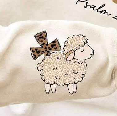 lamb with leopard cross 24578 DTF transfer