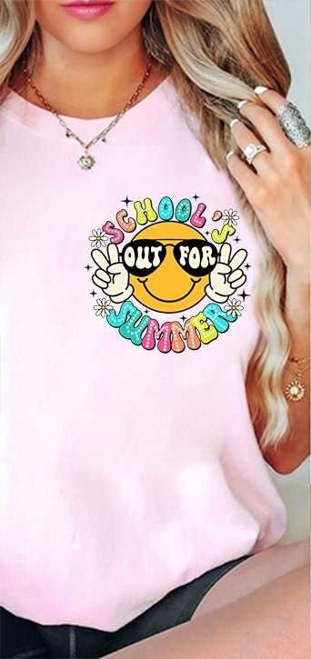Schools out for summer happy face 31780 DTF transfer
