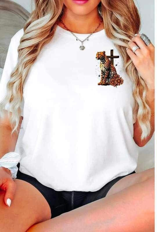 leopard with cross and mountains (FDC) 23841 DTF transfer