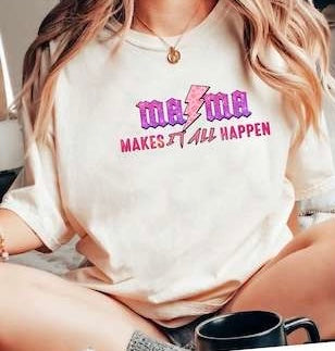 Mama makes it all happen purple font pink bolt pocket 27513 DTF transfer