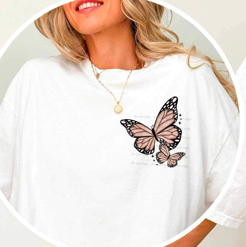 Two pink butterflies (CSC) 24680 DTF transfer