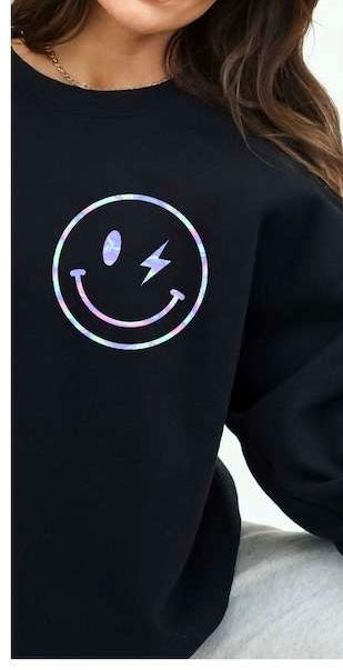 Smiley purple and green outline 27886 DTF transfer