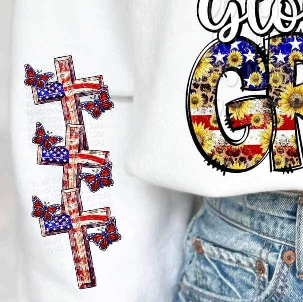 patriotic cross SLEEVE 26191 DTF transfer