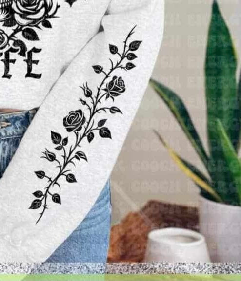 Floral sleeve BLACK 23540 DTF transfer