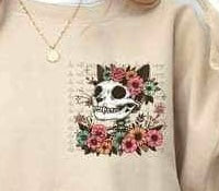 Floral cat skellie 20584 DTF transfer