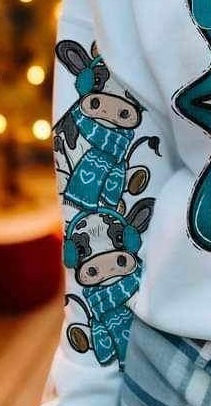 cow with winter wear SLEEVE 16241 DTF Transfer