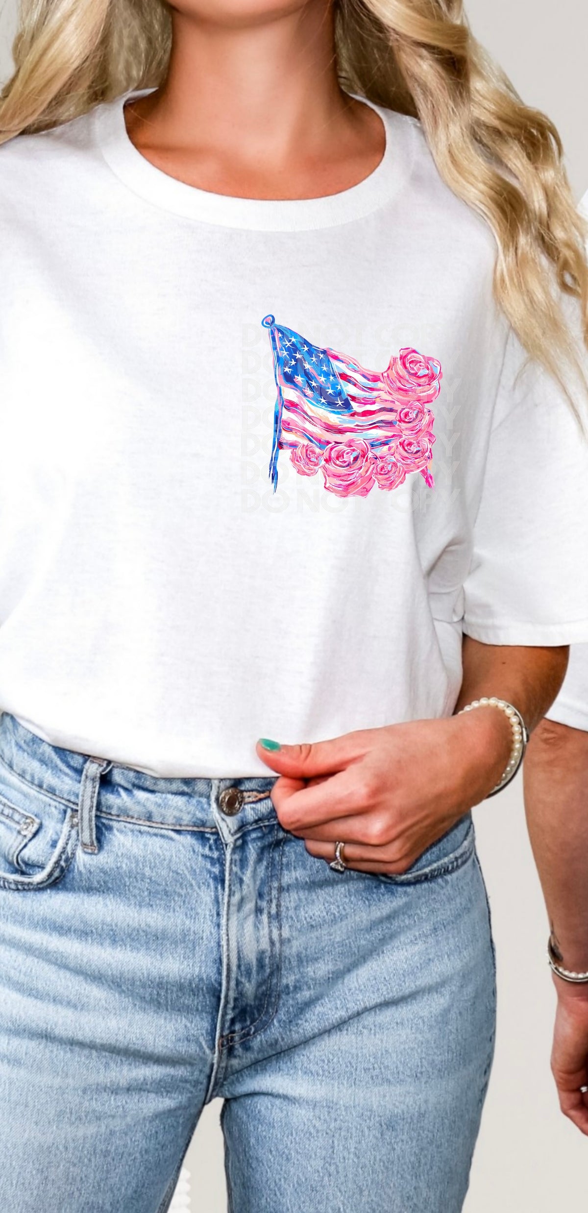 flag with pink roses 33633 DTF transfer