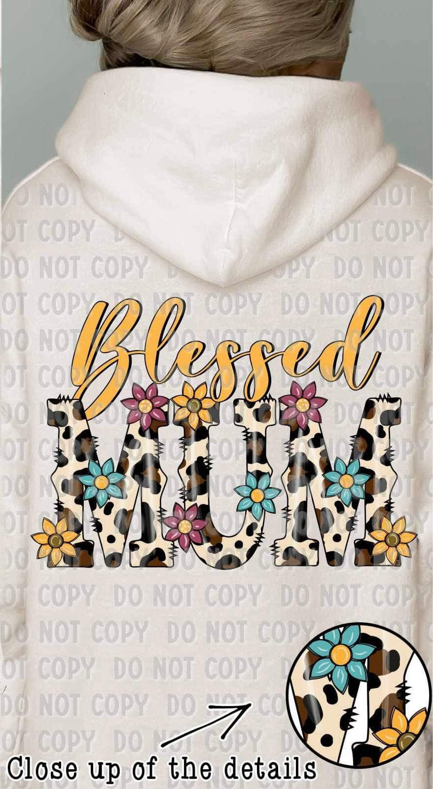 Blessed mum leopard floral 19259 DTF TRANSFER