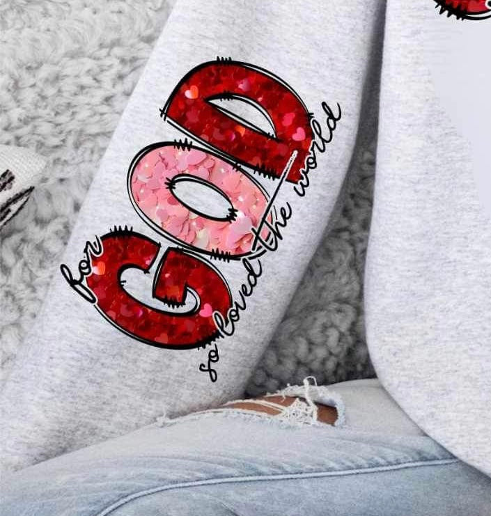 For god so loved the world red pink (WSB) 23692 DTF transfer