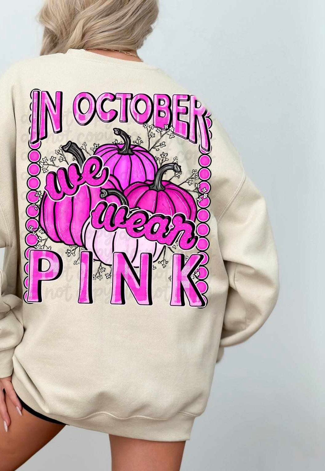 In October we wear pink pink pumpkins beaded embroidery 37912 DTF transfer