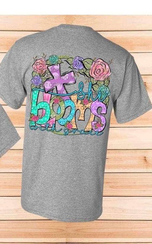 She blooms purple cross and flowers (CCC) 20742 DTF transfere