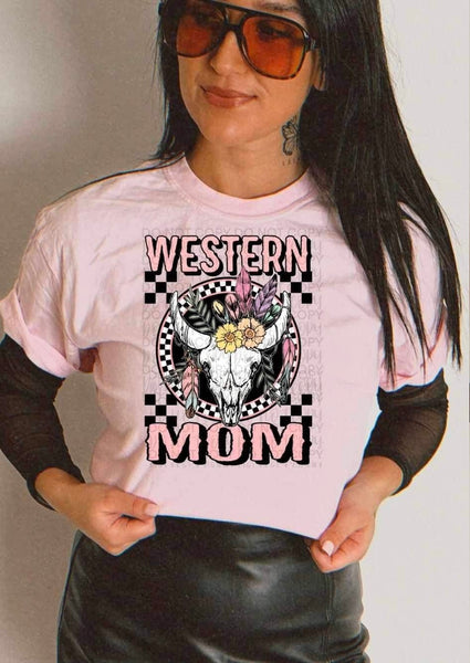Western mom bull skull 23296 DTF transfer
