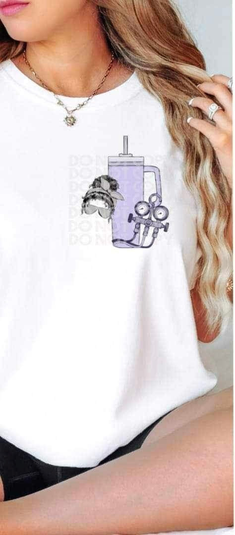 Messy bun, purple cup, hvac item 19436 DTF Transfer