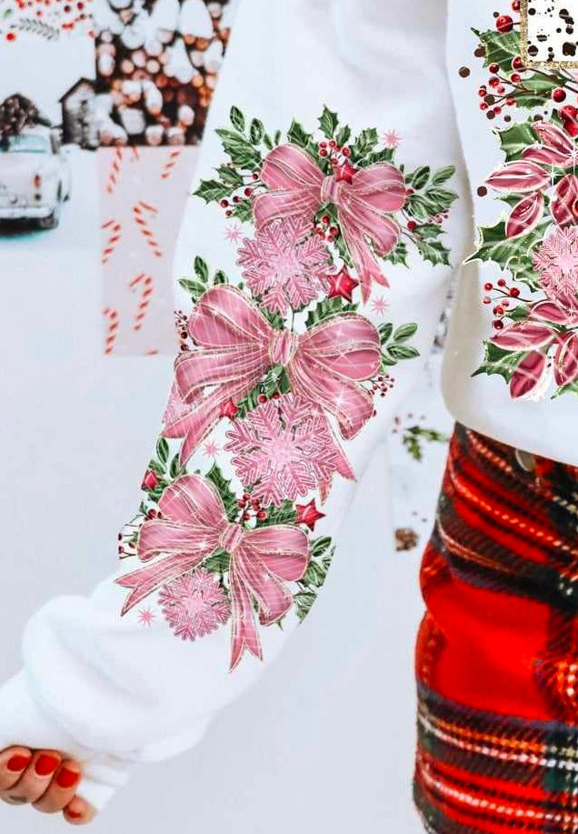 Cross pink bow SLEEVE (AG) 65176 DTF transfer