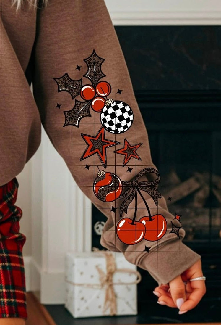 Merry Vibes leopard cherries SLEEVE CSC  DTF transfer