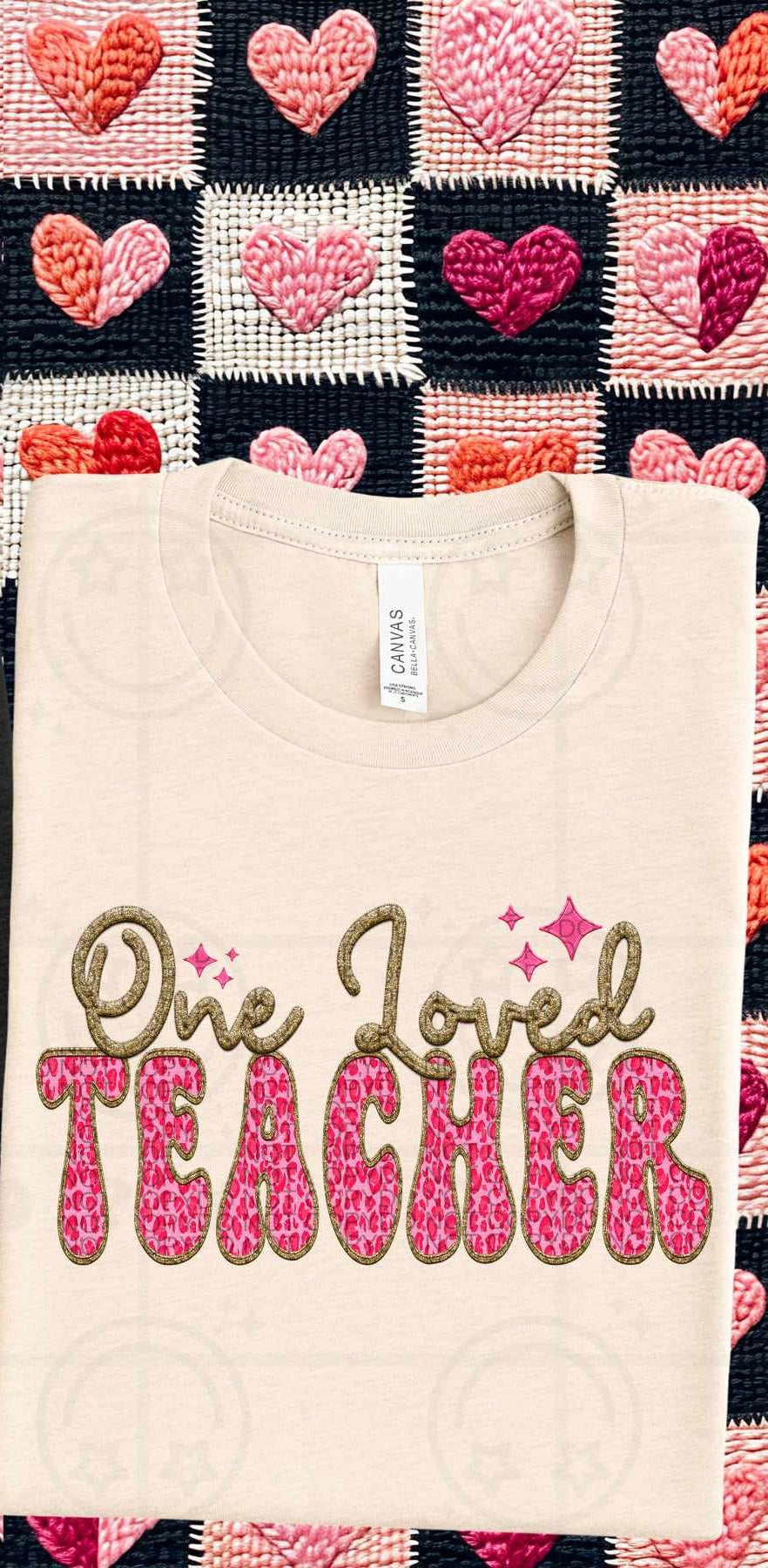 One loved teacher pink leopard (HW) 75821 DTF transfer