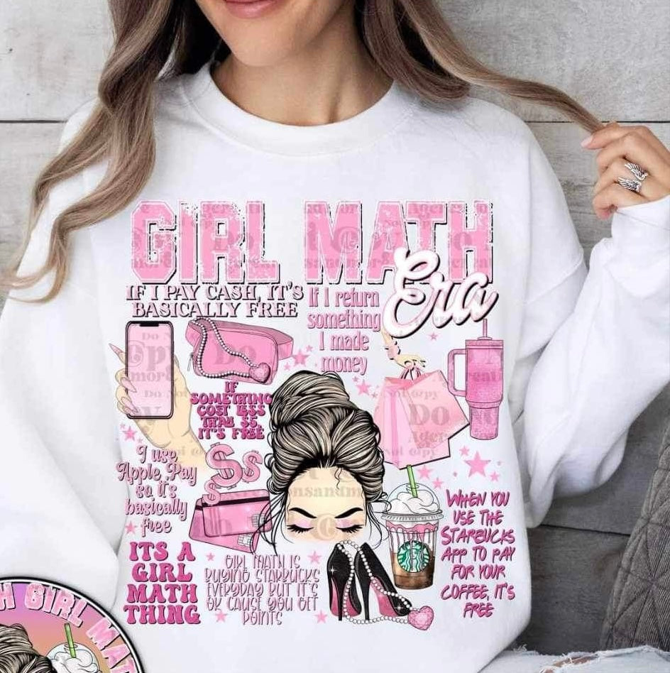 Girl math era (pink girl sayings) 17250 DTF TRANSFER