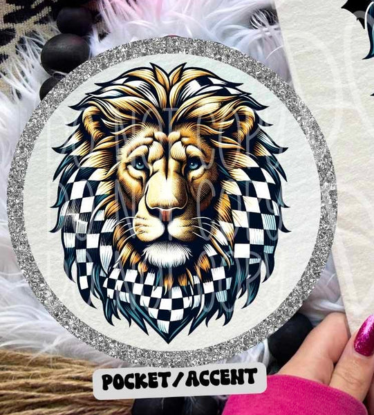 lion with checkered mane 27980 DTF transfer