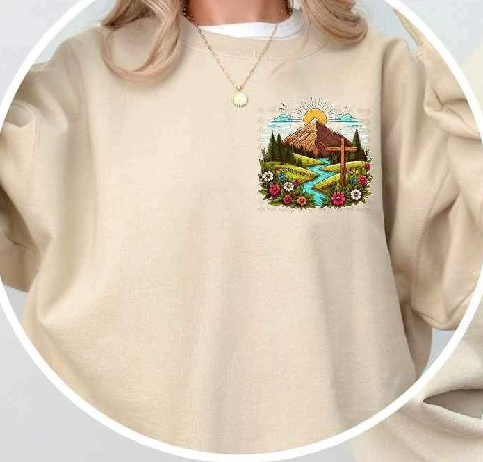 Mountain scenery with cross 27194 DTF transfer