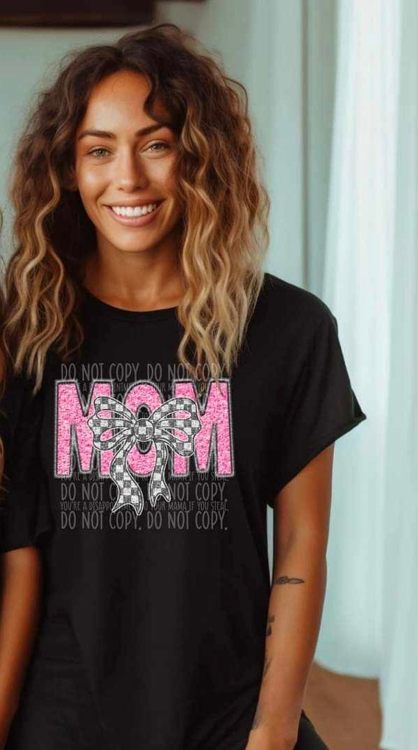Mom checkered bow (MMD) 27934 DTF transfer