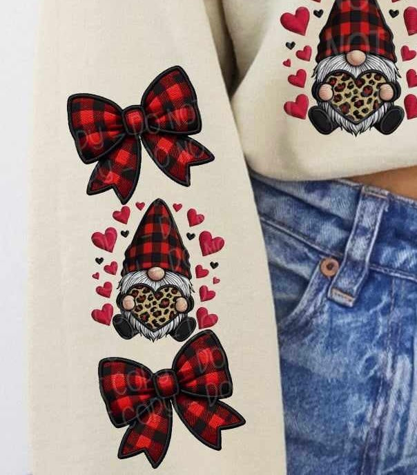 Plaid bow and gnome sleeve 70526 DTF transfer