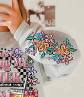 Colorful doodle flowers SLEEVE 24070 DTF transfer