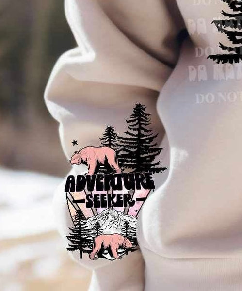 Adventure seeker (background with polar bear, trees, and mountains) SLEEVE  9896 DTF TRANSFER