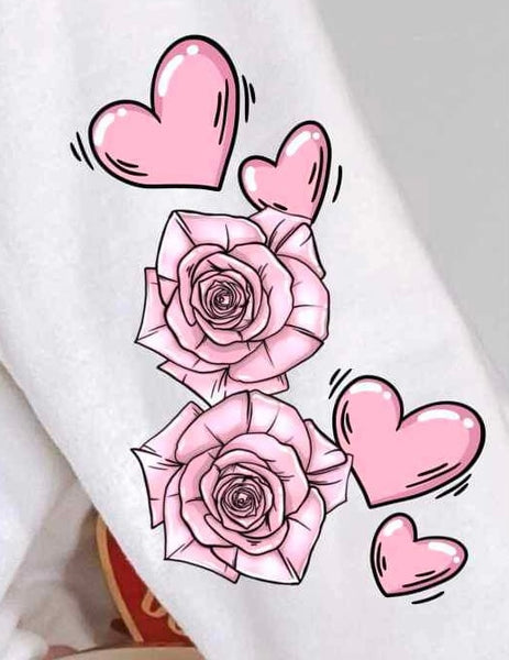 Pink roses and hearts 17741 DTF TRANSFER