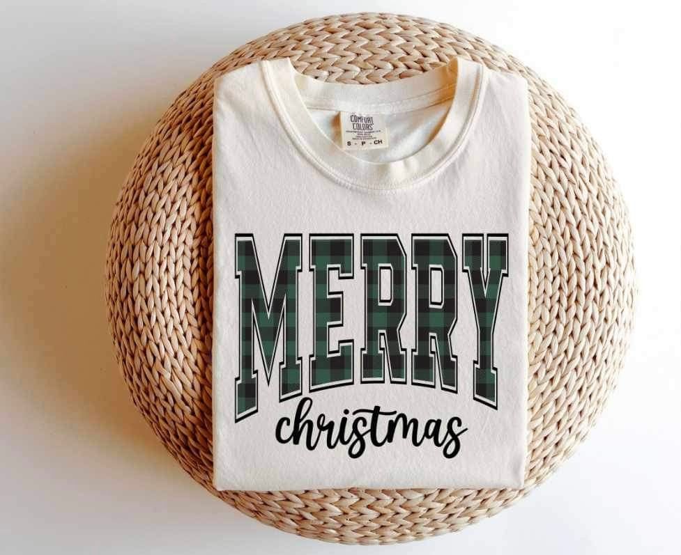 Merry Christmas (green plaid) 15226 DTF Transfer