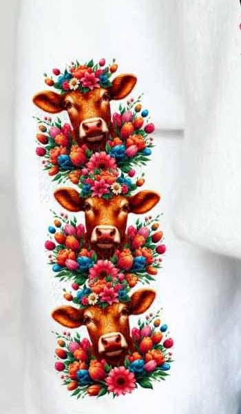 floral brown cow SLEEVE 23488 DTF transfer