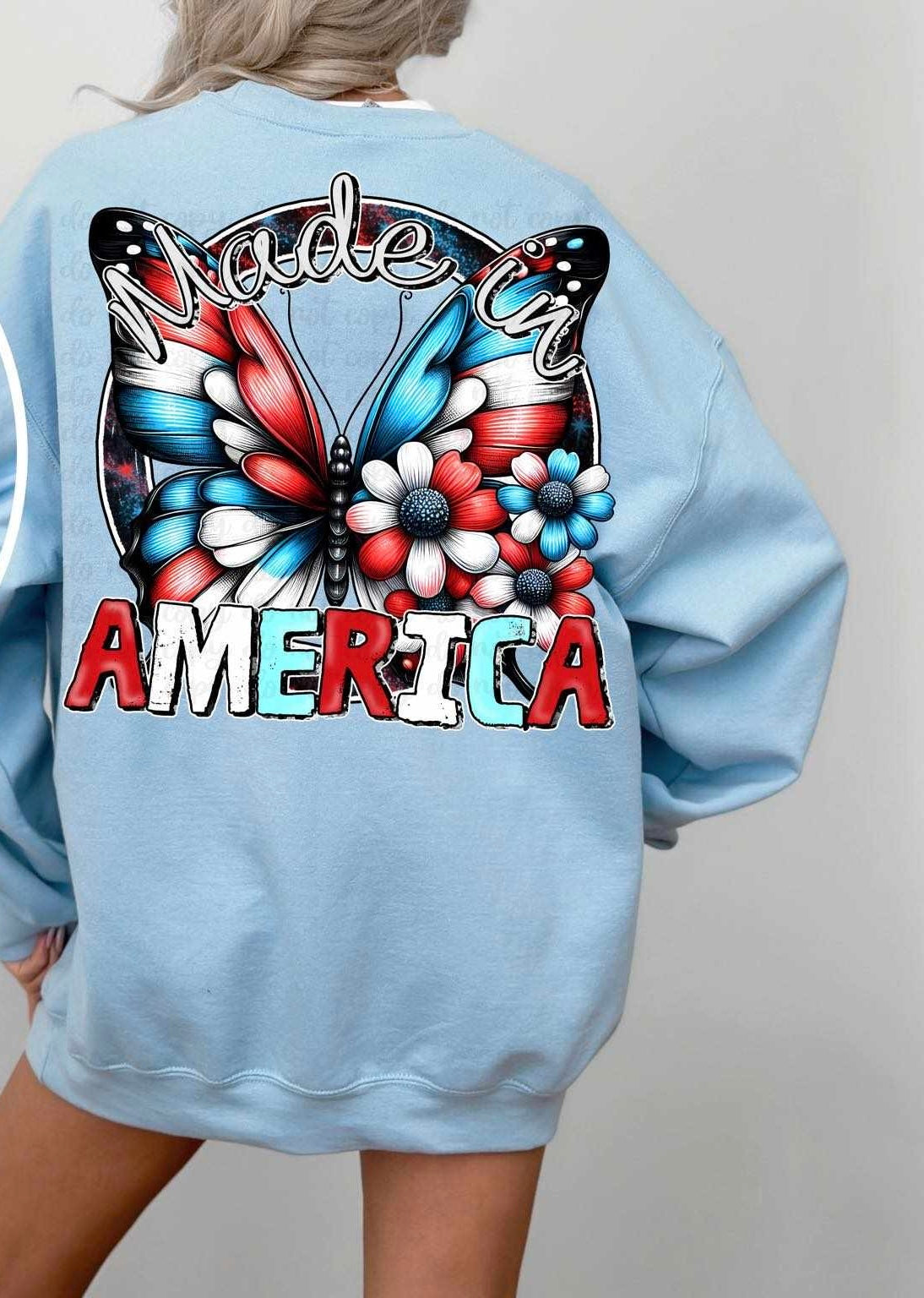Made in america patriotic butterfly 27938 DTF transfer