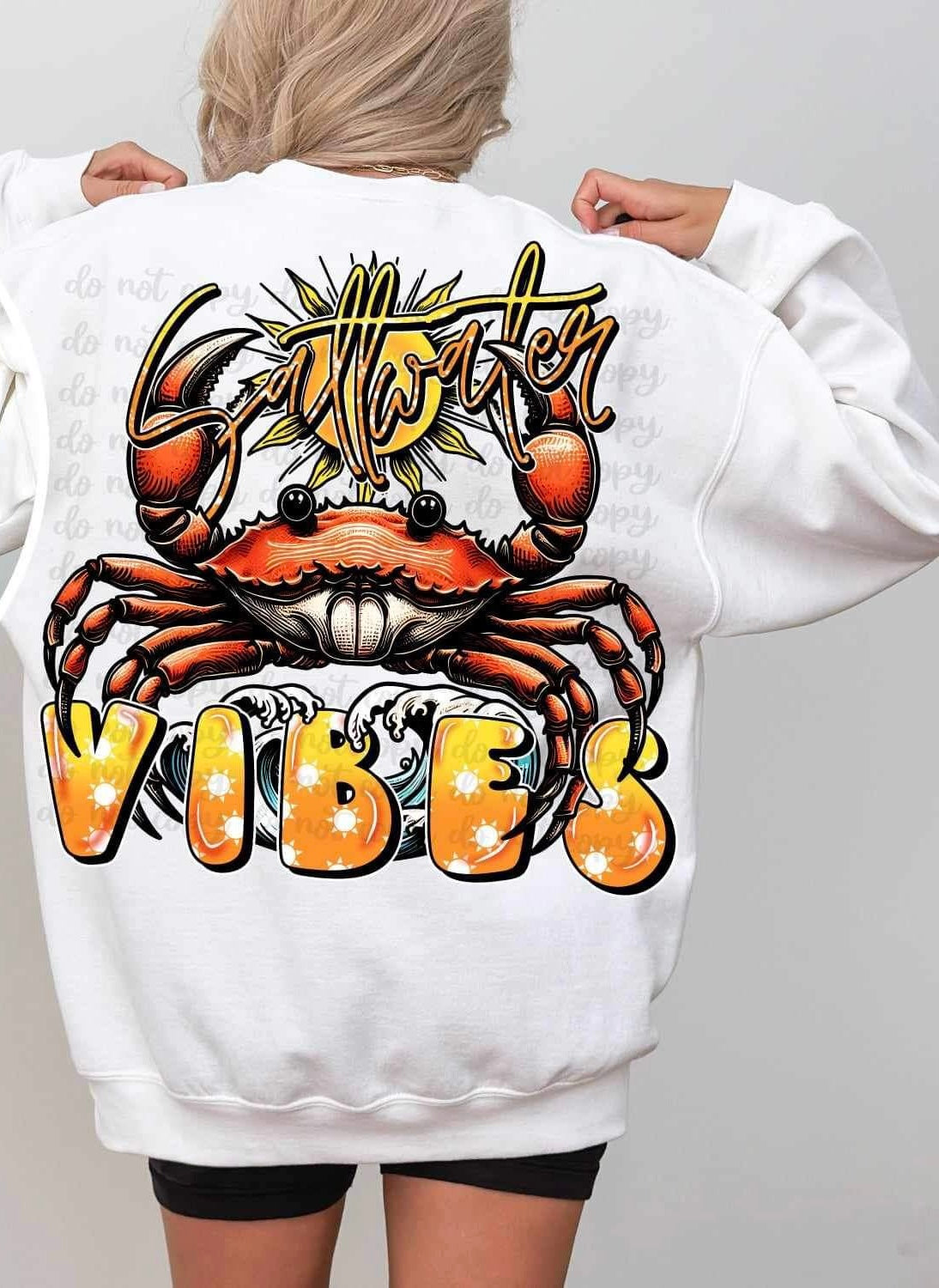 Saltwater vibes crab and sun 26527 DTF transfer