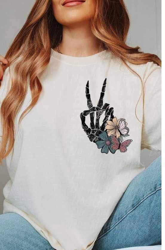 Skellie peace with flowers (VIRGO) 16149 DTF Transfer