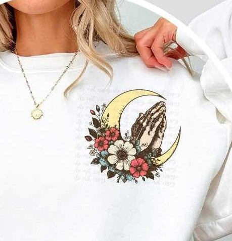 Moon with praying hands 20591 DTF transfer