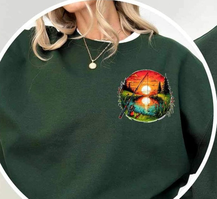 circle with river and sunset 25882 DTF transfer