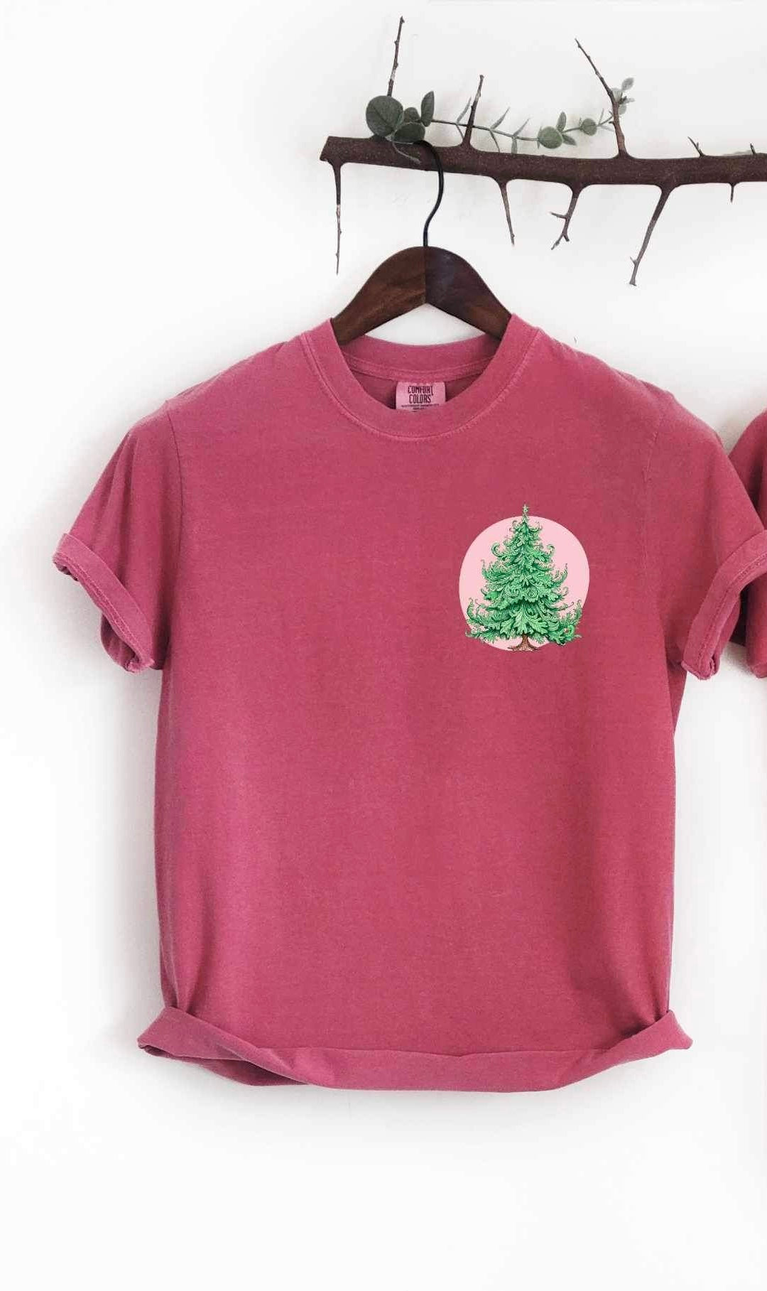 Christmas tree in pink circle 15158 DTF Transfer