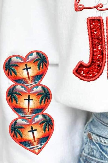 heart with tropical sunset SLEEVE 25445 DTF transfer