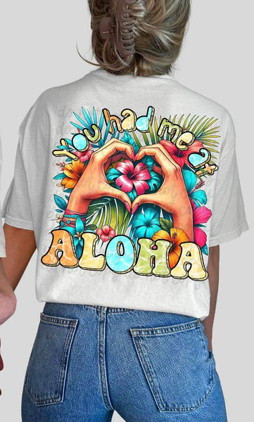 You had me at aloha hand heart florals 25438 DTF transfer