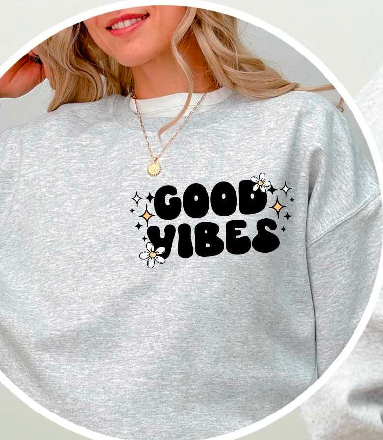 good vibes BLACK (CSC) 55551 DTF transfer