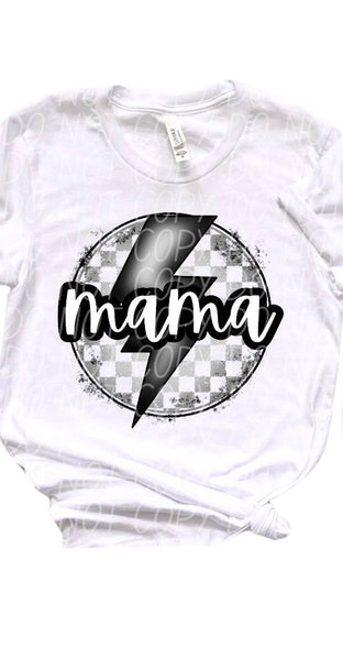 Mama white font black checkered circle (CITY) 41105 DTF transfer