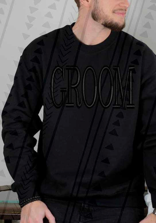 Groom black embroidery 27900 DTF transfer