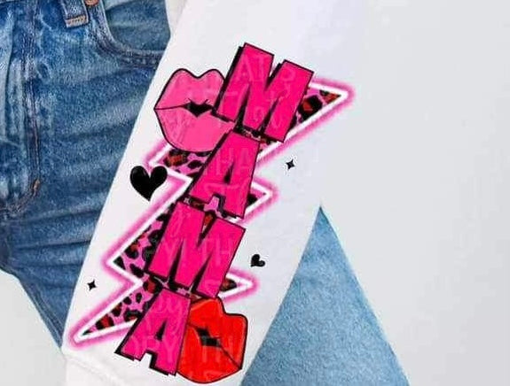 Mama pink lips and bolt (cstage) 25862 DTF transfer