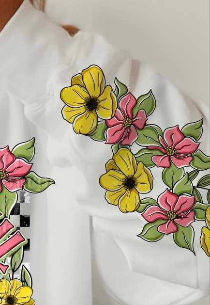 Yellow and pink florals SLEEVE 23221 DTF transfer