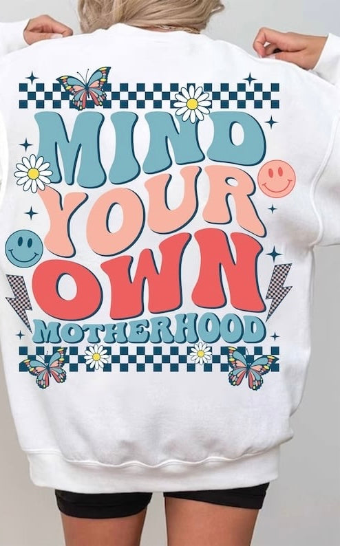 Mind your own motherhood retro butterflies happy faces 32530 DTF transfer