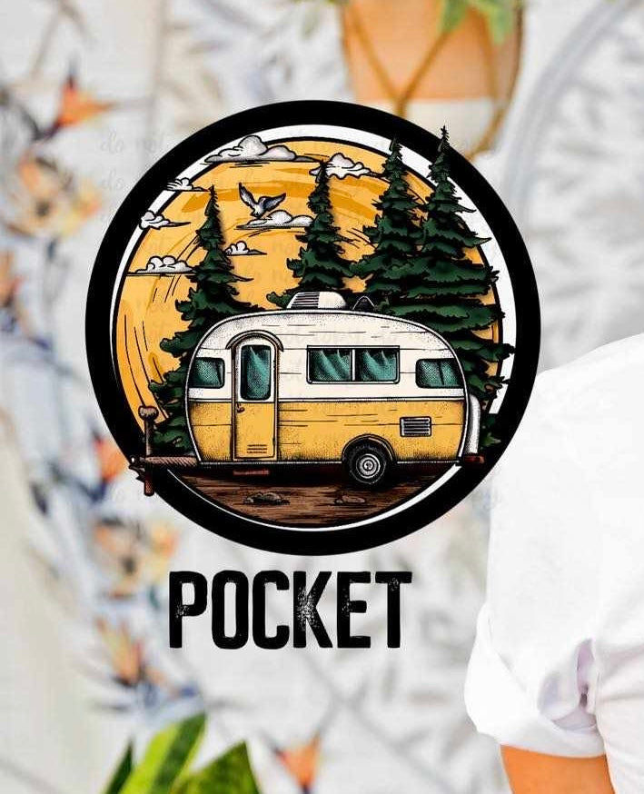 yellow camper with trees 32022 DTF transfer