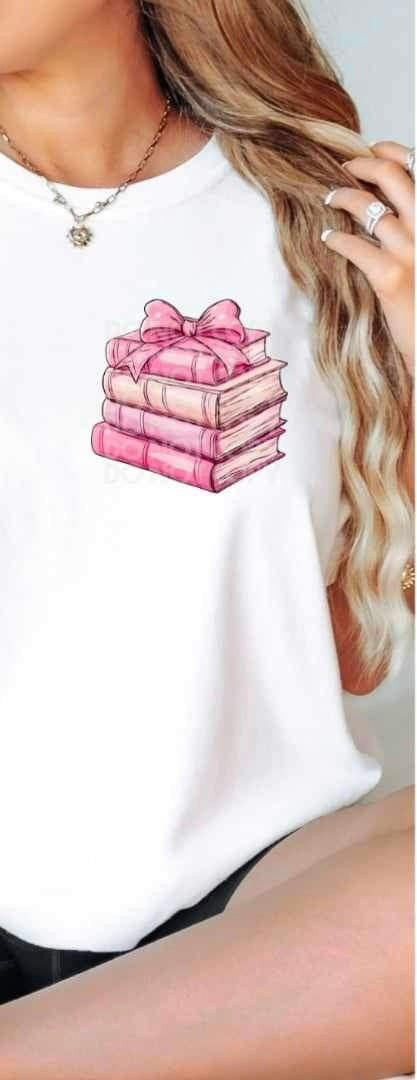 Pink books and bow 25015 DTF transfer